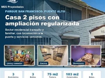 Casa en venta en Casa Angel Pimentel 2417, Puente Alto - 3 dormitorios, 3 baños