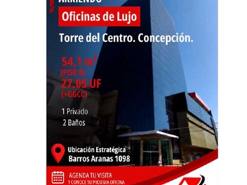 Oficina en arriendo mensual en Arriendo oficina Torre del Centro.Concepción (177803), Concepción - 2 baños