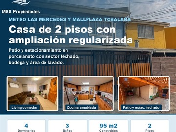 Casa en venta en San carlos con mexico metro las mercedes, Puente Alto - 4 dormitorios, 3 baños