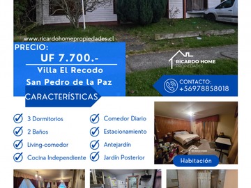 Casa en venta en San Pedro de la Paz, San Pedro de la Paz - 3 dormitorios, 2 baños