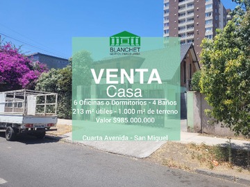 Casa en venta en Casa Amplia con bodega Cuarta Avenida (158816), San Miguel - 6 dormitorios, 4 baños