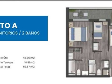 Departamento en venta en Dpto en Venta Maipú | 2 Dormitorios |UF 3.990 (173689), Maipú - 2 dormitorios, 2 baños