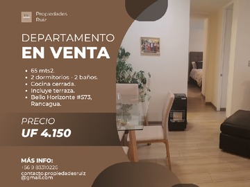 Departamento en venta en Calle Bello Horizonte 573, Rancagua - 2 dormitorios, 2 baños