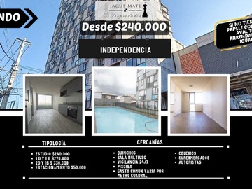 Departamento en arriendo mensual en Metro plaza chacabuco., Independencia - 1 dormitorio, 1 baño