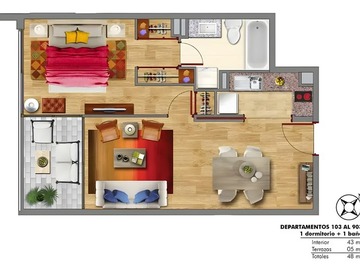 Departamento en venta en Mall sport, Las Condes - 1 dormitorio, 1 baño