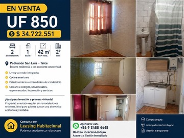 Departamento en venta en 30 y medio oriente 714, depto.203, Talca - 2 dormitorios, 1 baño