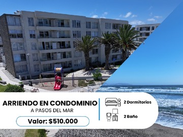 Departamento en arriendo mensual en Sector puertas del mar, condominio jardines del pacifico ii, La Serena - 2 dormitorios, 2 baños