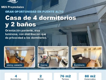 Casa en venta en Metro Elisa correo, Puente Alto - 4 dormitorios, 2 baños