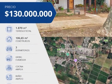 Casa en venta en Amplia Propiedad en Villa Alegre con Excelente Conectividad. - 3 dormitorios, 1 baño