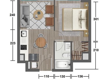 Departamento en venta en Venta dpto Argomedo 380, Santiago - 1 dormitorio, 1 baño