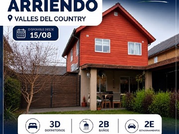 Casa en arriendo mensual en valles del country, Talca - 3 dormitorios, 2 baños