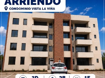 Departamento en arriendo mensual en Condominio vista la viña, Talca - 3 dormitorios, 2 baños