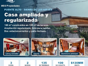 Casa en venta en Casa Sierra de las Nieves 3912, Puente Alto - 3 dormitorios, 2 baños