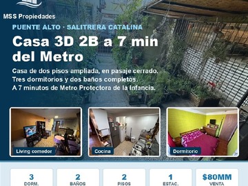 Casa en venta en metro protectora de la infancia, Puente Alto - 3 dormitorios, 2 baños