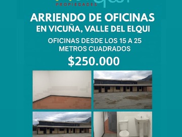 Oficina en arriendo mensual en Ruta 41, Vicuña - 1 dormitorio, 1 baño