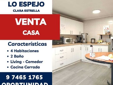 Casa en venta en Vive en una Gran casa con Gran Patio interior (162746), Lo Espejo - 4 dormitorios, 2 baños