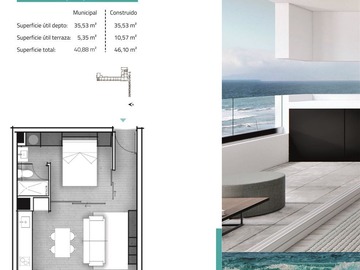 Departamento en venta en Avenida del Mar con Cuatro Esquinas, La Serena - 1 dormitorio, 1 baño