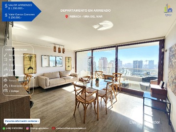 Departamento en arriendo mensual en Avenida Edmundo Eluchans 2066, Viña del Mar - 3 dormitorios, 2 baños