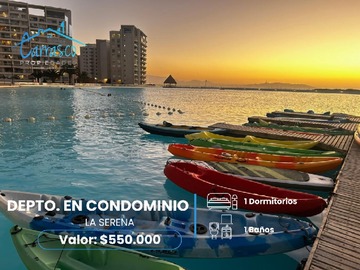 Departamento en arriendo mensual en Ubicado en sector resort laguna del mar, la serena, La Serena - 1 dormitorio, 1 baño