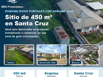 Sitio en venta en Diego portales con adriano diaz, Santa Cruz