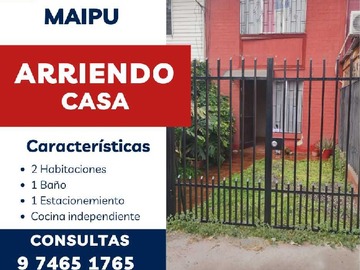 Casa en arriendo mensual en Cómoda casa 2D con patio en Maipú (182312), Maipú - 2 dormitorios, 1 baño