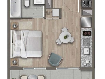 Departamento en arriendo mensual en Capitan wood / rondizzoni, Santiago - 1 dormitorio, 1 baño