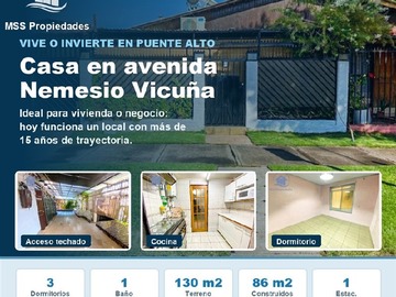 Casa en venta en Metro las mercedes, Puente Alto - 3 dormitorios, 1 baño