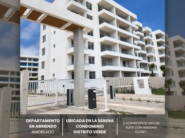 Departamento en arriendo mensual en Condominio distrito verde, La Serena - 2 dormitorios, 2 baños