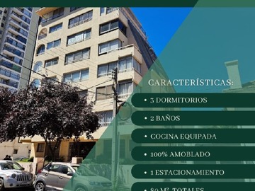 Departamento en arriendo mensual en Arrienda hidalgo propiedades, Viña del Mar - 3 dormitorios, 2 baños