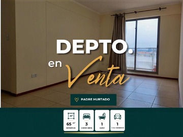 Departamento en venta en Condominio Parque el manzano, Padre Hurtado - 3 dormitorios, 2 baños