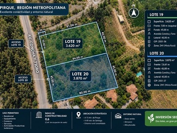 Terreno en venta en Av. Concha y Toro, sector Parque Residencial El Portal / Colegio Colonial de Pirque, Pirque