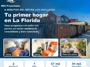 Casa en venta en Casa Juan Pablo II 11436, La Florida - 2 dormitorios, 1 baño