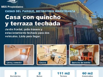 Casa en venta en Casas del parque metro tren la Maestranza, San Bernardo - 3 dormitorios, 2 baños