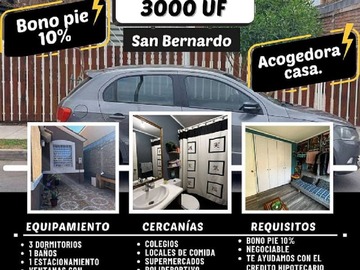 Casa en venta en Tres quebradas, San Bernardo - 3 dormitorios, 1 baño