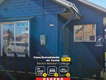 Casa en venta en Excelente casa para Inversión individual (177176), Osorno - 2 dormitorios, 1 baño