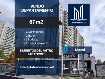 Departamento en venta en Avenida Américo Vespucio 4451, Macul - 3 dormitorios, 2 baños