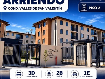 Departamento en arriendo mensual en condominio valles de san valentin, Talca - 3 dormitorios, 2 baños