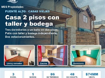 Casa en venta en Casa Lago Tranquilo 330, Puente Alto - 3 dormitorios, 1 baño