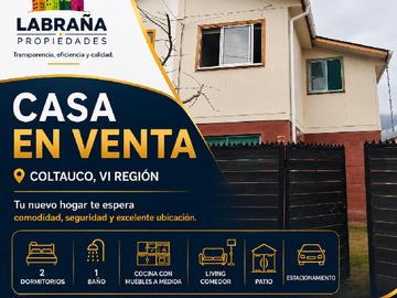 Casa en venta en Vendo Excelente Casa, Comuna de Coltauco, O'Higgins - 2 dormitorios, 1 baño