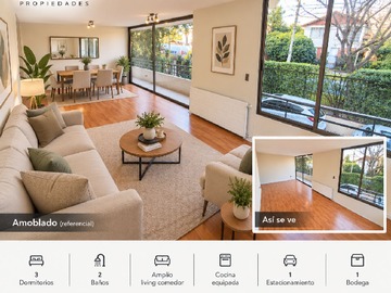 Departamento en arriendo mensual en Depto. 3D 2B + Estacionamiento y Bodega (181688), Las Condes - 3 dormitorios, 2 baños
