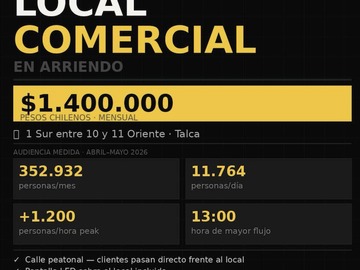 Arriendo Mensual / Local Comercial / Talca