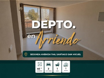 Departamento en arriendo mensual en Segunda Avenida 1146, San Miguel - 2 dormitorios, 1 baño