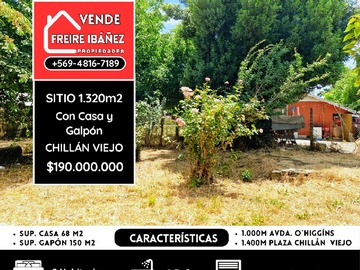 Sitio en venta en Centrico sitio de 1.320 m2 con casa y galpon, Chillán Viejo - 3 dormitorios, 1 baño