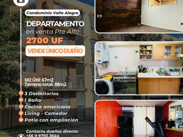 Departamento en venta en av diego portales 05960, Puente Alto - 3 dormitorios, 1 baño