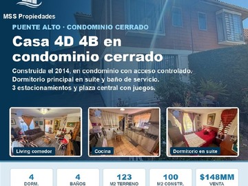 Casa en venta en Metro las mercedes, Puente Alto - 4 dormitorios, 4 baños