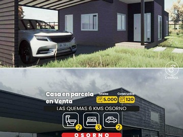 Casa en venta en Casa nueva en Parcela Condominio enLas Quemas (166790), Osorno - 3 dormitorios, 2 baños
