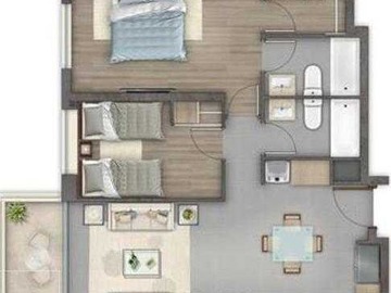 Departamento en arriendo mensual en Plaza Ñuñoa (164510), Ñuñoa - 2 dormitorios, 2 baños