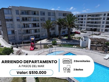 Departamento en arriendo mensual en Sector puertas del mar, condominio jardines del pacifico ii, La Serena - 2 dormitorios, 2 baños