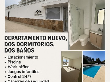 Departamento en arriendo mensual en Condominio Milagros del Cerro Grande, La Serena - 2 dormitorios, 2 baños