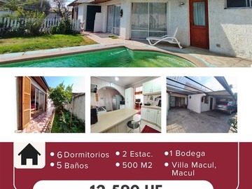 Casa en venta en Villa Macul, Macul - 6 dormitorios, 5 baños